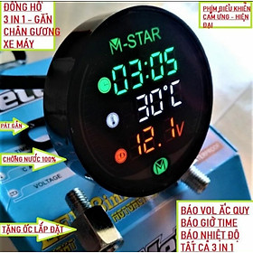 ĐỒNG HỒ GẮN XE MÁY 3IN1 BÁO GIỜ BÁO VON BÁO NHIỆT ĐỘ THÔNG MINH MẪU MỚI CỰC CHẤT