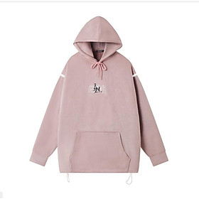 Áo Hoodie nỉ bông Banawa form rộng nam nữ unisex có nón trùm đầu Banawa Crimial - Hồng