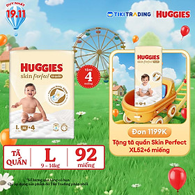 Tã quần Huggies Skin Perfect Mega Jumbo L88+4 miếng với 2 vùng thấm giảm kích ứng da