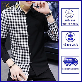 Áo Sơ Mi, Áo Sơ Mi Nam phối màu sọc caro, sáng ôm body, đặc sắc trẻ trung, lịch lãm nhưng không kém nam tính H38