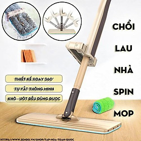 Cây Lau Nhà Lau Kính Tự Vắt Xoay 360 Độ Thông Minh Sợi Bông Tĩnh Điện Nano Siêu Thấm Hút Chổi Lau Nhà Xoay 360 Đô