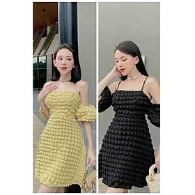 Đầm Babydoll 2 dây trễ vai chất xốp 3 màu cực đẹp kiểu dáng xòe rớt vai dáng ngắn