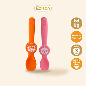 [Dụng cụ ăn dặm] Set 2 thìa Silicon hình Cú, Thỏ cho bé từ 4 tháng chính hãng Edison - Hàn Quốc