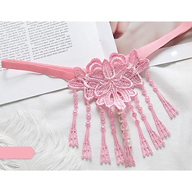 Quần lót nữ phối tua rua đính hạt - Màu hồng