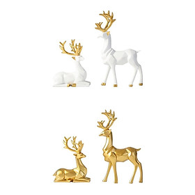 Set of 2 Resin Deers Figurine Statues Home Living Rooms Decor Crafts Sculpture