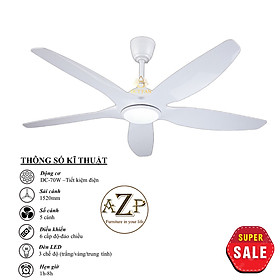 Mua Siêu Sales QUẠT TRẦN AZP- 5 CÁNH NHỰA  CÔNG XUẤT 70W  CÓ REMOTE- Hàng Nhập Khẩu