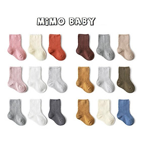 Set 3 đôi tất vớ trơn tone màu hàn quốc cho bé Mimo baby T04