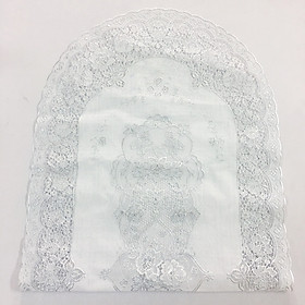 Khăn bàn Salon oval nhũ bạc 40x92cm của Nhật Bản
