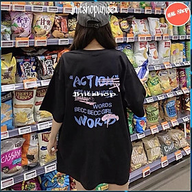 Áo Thun ACTION Ulzzang Nam Nữ Unisex cotton hút mồ hôi form rộng nhiều màu