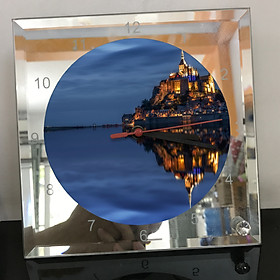 Mua Đồng hồ thủy tinh vuông 20x20 in hình tu viện Mont Saint-Michel (39) . Đồng hồ thủy tinh để bàn trang trí đẹp chủ đề tôn giáo