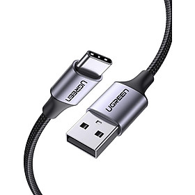 Ugreen UG60408US288TK 3M màu xám đen cáp USB type C to A bọc nhôm chống nhiễu - HÀNG CHÍNH HÃNG