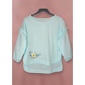 Áo Kiểu Nữ An Thủy Vải Cotton Thoáng Mát Họa Tiết Thêu Tay Xinh Xắn TL 822