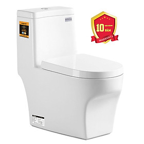 Mua Bồn cầu 1 khối cao cấp tiêu chuẩn xuất Châu Âu  men Nano tuyết bóng sáng  nắp đóng siêu êm  2 chế độ xả Eurolife EL-LUX 033 (Trắng)