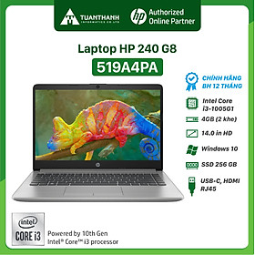 Laptop HP 240 G8 (519A4PA)/i3-1005G1-1.2G/4G/256G SSD/14"HD/WL+BT/W10/Silver ( Hàng Chính Hãng )