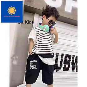 MS: 220590 - Thời trang trẻ em - Đồ bộ bé trai ngắn tay, kiểu HipHop, thun 100% cotton mát mẻ - GiaKhang