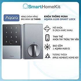 Bộ khóa thông minh Aqara U100 Smart Lock Kit Matter (Có sẵn Aqara Hub E1) Mở khóa bằng ứng dụng, vân tay, thẻ từ - Hàng Chính Hãng