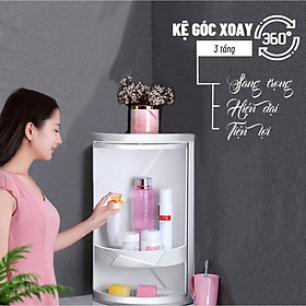 Kệ góc nhà tắm kệ góc 3 tầng chống nước tuyệt đối , Kệ xoay góc tường nhà tắm, Nhựa PVC thân thiện với môi trường