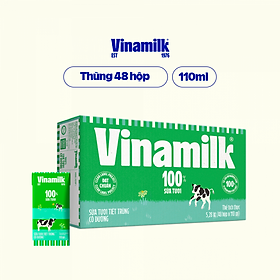 Thùng 48 Hộp Sữa Tươi Tiệt Trùng Vinamilk 100% Có Đường 110ml