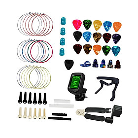 48Pcs Guitar Accessories , Acoustic Guitar Changing Tool, Including Guitar Acoustic Strings, Capo,Tuner for Guitar Players and Guitar Beginners