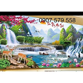 Tranh thêu sơn thủy hữu tình THÊU KÍN CHỈ LỤA