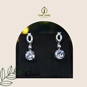 Bông Tai Nữ Bạc Đính Đá Zircon Siêu Lấp Lánh Thanh Lịch | Bông Tai Chic Chic A77
