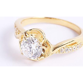 Nhẫn bạc nữ đẹp mạ vàng 18k đóa hoa hồng gắn đá sáng đẹp Gix Jewel N62