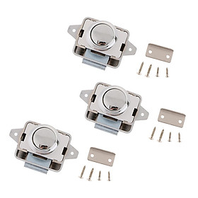 3x Push Button Latch Lock for RV Boat Drawer Cupboard Cabinet Door Sliver