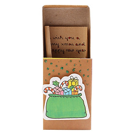 Thiệp Giáng Sinh Hộp Diêm - Green Gift Box Wish You A Merry Xmas New Year CM005