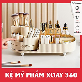 Mua Kệ Đựng Đồ Mỹ Phẩm Xoay 360 Độ  Hộp Để Đồ Trang Sức Nhựa Cao Cấp Màu Kem Kệ Đựng Mỹ Phẩm 9 Ô Mẫu Mới Đồ Trang Điểm Để Bàn Xoay 360 Sang Trọng Cao Cấp