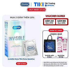 Bao cao su Durex Invisible Extra Thin Extra Sensitive 1 Hộp 10 Bao