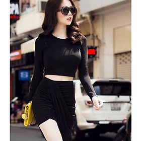 Áo Croptop Cổ Tròn Dài Tay Hàng VNXK