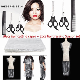 5.5in Hair Cutting Scissors + 50x Disposable Hair Cut Capes Unisex Cloth