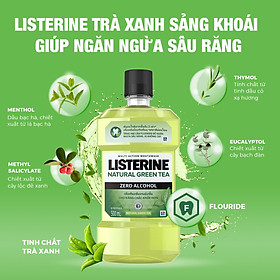 Nước súc miệng ngừa sâu răng vị trà xanh không cay Listerine Natural Green