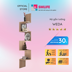 Kệ gỗ treo tường trang trí hiện đại SMLIFE Weda | Gỗ MDF dày 17mm chống ẩm | D20xR20xC128.5cm