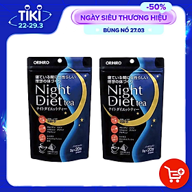Combo 2 Gói Trà Giảm Cân Thảo Mộc Ban Đêm Night Diet Tea Orihiro Nhật Bản 20 túi lọc/gói