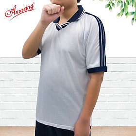 Áo thun thể dục thương hiệu Amazing cho nam, cổ bẻ và cổ tròn, đồng phục thể thao cho học sinh nam nữ các cấp