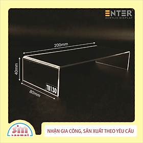 Kệ livestream, Kệ mica chữ U trong suốt để đồ đa năng, Kệ trưng bày mica 3 mặt uốn Enter TB130 200x80x40mm mica dày 3mm (20)