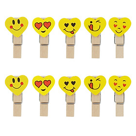 Bộ kẹp gỗ trái tim emoji 