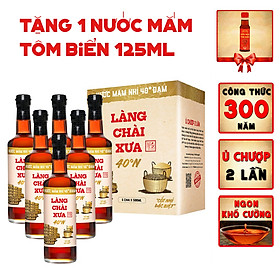 Thùng 6 chai nước mắm nhỉ 40 độ đạm Làng Chài Xưa chai thủy tinh 500ml ủ chượp 2 lần không chất bảo quản