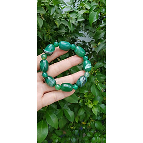 Vòng tay nữ đá mã não xanh cánh sen đậm phối kiểu hạt thống hạt tròn Size hạt 13mm Màu xanh cánh sen đậm vân tự nhiên rẻ xinh đẹp ạ