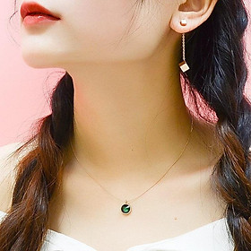 Dây Chuyền Sợi Mảnh Đá Xanh Titan Không Đen TT 2417