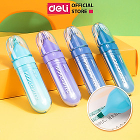 Combo 4 Bút Highlight Đánh Dấu Nhớ Dòng Dạ Quang Deli Màu Pastel Dùng Cho Học Sinh, Học Tập, Văn Phòng Tiện Dụng Nhanh Khô