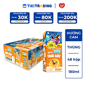 Thùng 48 Hộp Sữa Trái Cây Hương Cam KUN 180ml/hộp ( thẻ cào)