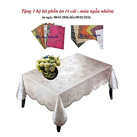 Khăn Trải Bàn PAULEE - PWL 241 (147cm x 230cm) hoa văn nổi, sang trọng, nhựa PVC dẻo không thấm nước