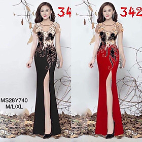 Đầm maxi body dạ hội kết hoa nổi và kim sa TRIPBLE T DRESS- size M/L/XL - MS28Y