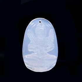 Mặt dây chuyền Hư Không Tạng Bồ Tát Mã Não Trắng tự nhiên - Phật Độ Mạng cho người tuổi Sửu, Dần - PBMWAGA02 (Mặt kèm sẵn dây đeo)