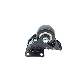 Mua Bánh xe đẩy mặt đế xoay càng sắt tải trọng 45kg lốp nhựa PU đen rộng 32mm Φ60mm có khóa