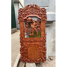 Mua Đốc lịch treo tường khắc đôi chim uyên ương bắng gỗ hương đá kt 40×80×3cm