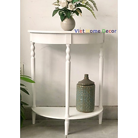 Bàn console bán nguyệt chân tiện màu trắng 4403 - Thương hiệu Viet Home Decor