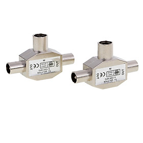 Hình ảnh 2 Pieces TV Aerial Metal Coaxial Signal Splitter 2 Way 1 Female To 2 Male